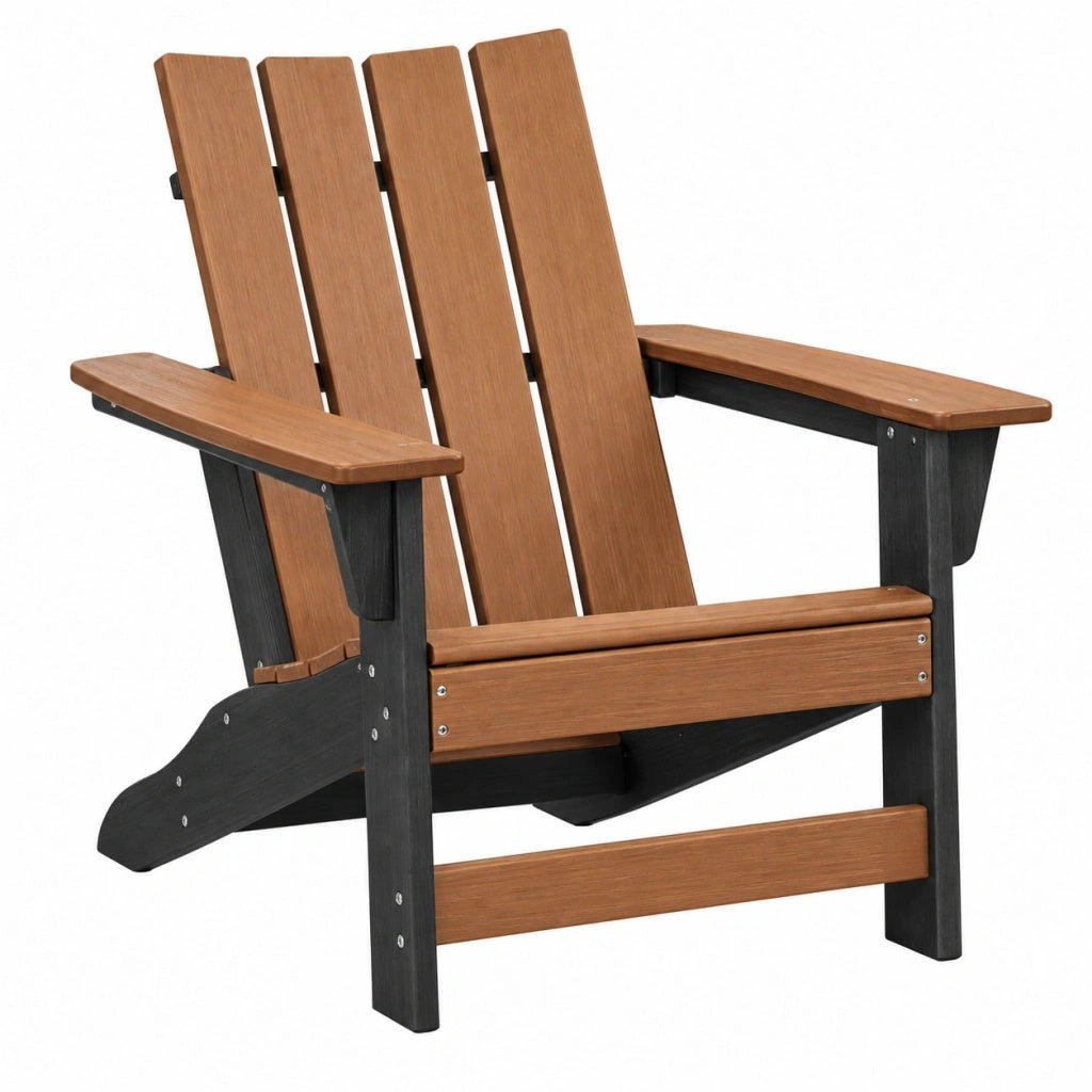 Fotel ogrodowy Adirondack 83 x 80 x 95 cm z tworzywa sztucznego brązowo-czarny wypoczynkowy