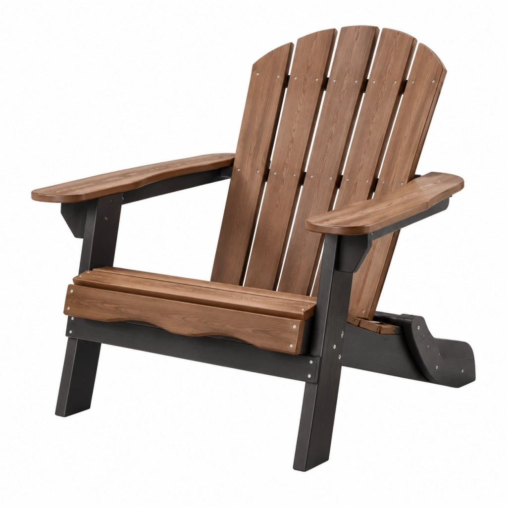 Krzesło ogrodowe Adirondack 80 x 76 x 95 cm brązowo-czarne z tworzywa sztucznego z szerokimi podłokietnikami