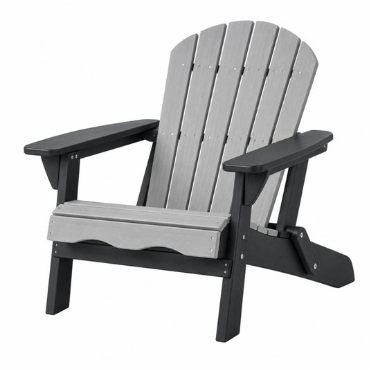 Krzesło ogrodowe Adirondack 80 x 79 x 97 cm z tworzywa sztucznego szaro-czarne składane