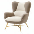 Fotel uszak 80 x 85 x 105 cm z tapicerką bouclé beżowo-taupe na metalowych nogach