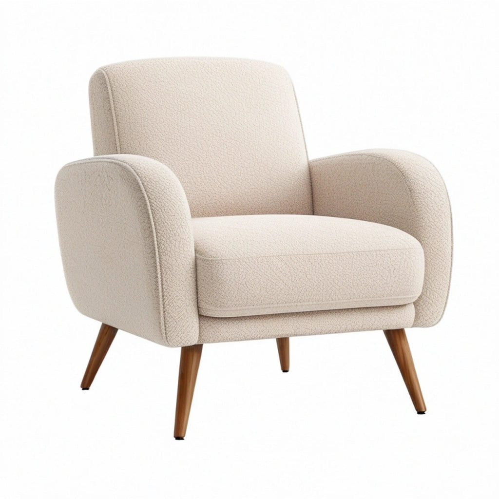 Fotel 80 x 78 x 85 cm z tkaniny bouclé kremowy do salonu w stylu retro