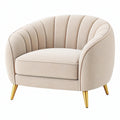 Fotel 85 x 78 x 75 cm z tkaniny bouclé kremowy do salonu w stylu glamour