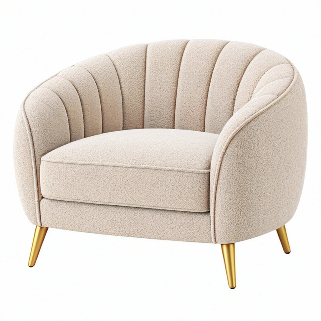 Fotel 85 x 78 x 75 cm z tkaniny bouclé kremowy do salonu w stylu glamour