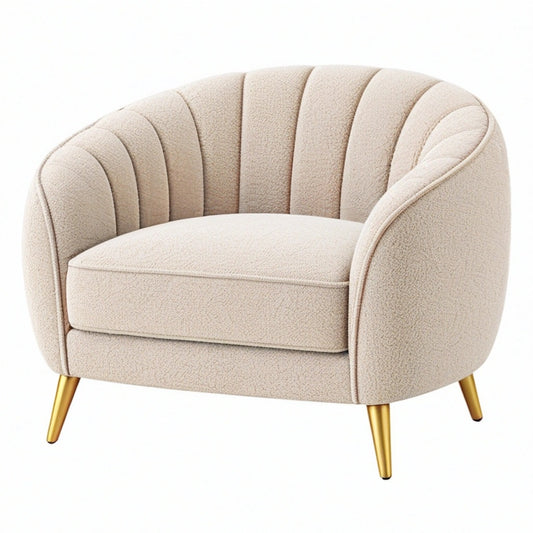 Fotel 85 x 78 x 75 cm z tkaniny bouclé kremowy do salonu w stylu glamour